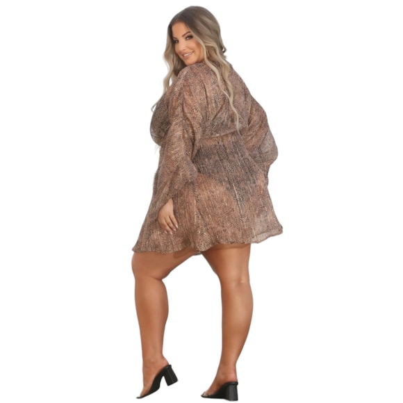 Mini Fashion Nova Sheer Animal Print Cover Up - Picture 2 of 10